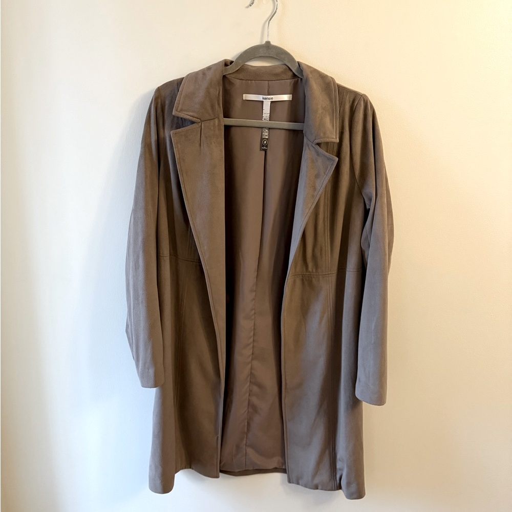 Kensie Beige Suede Trench Coat